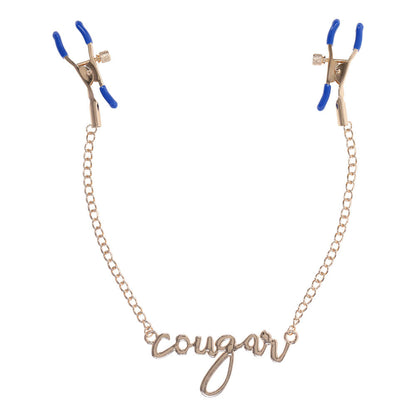 Sex & Mischief Cougar Nipple Clamps - Gold Nipple Clamps with 33 cm Chain Sportsheets