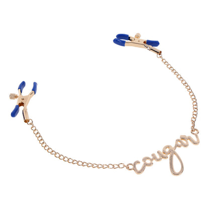 Sex & Mischief Cougar Nipple Clamps - Gold Nipple Clamps with 33 cm Chain Sportsheets