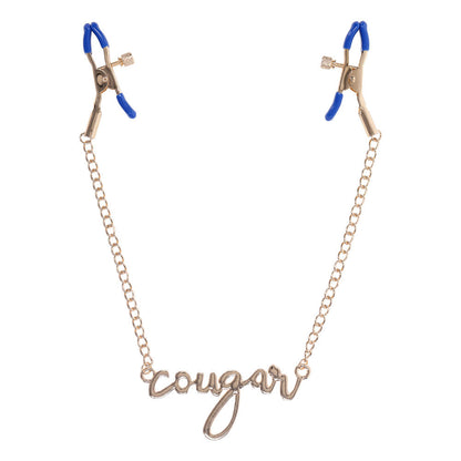 Sex & Mischief Cougar Nipple Clamps - Gold Nipple Clamps with 33 cm Chain Sportsheets