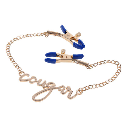 Sex & Mischief Cougar Nipple Clamps - Gold Nipple Clamps with 33 cm Chain Sportsheets