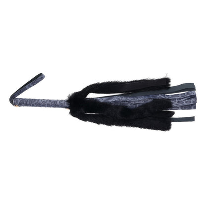Sex & Mischief Cougar Faux Fur Flogger - Navy Blue/Black Furry Flogger Whip Sportsheets