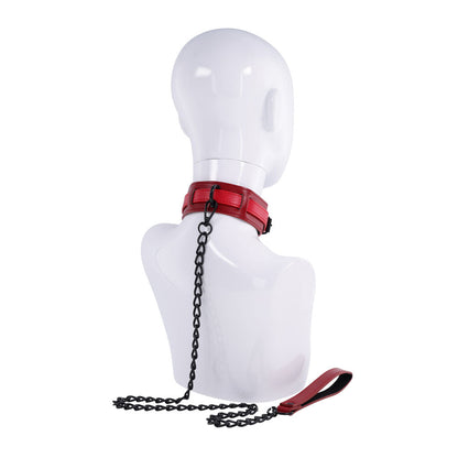 S&M Exs & Ohs Collar and Leash - Red Neck Restraint Sportsheets