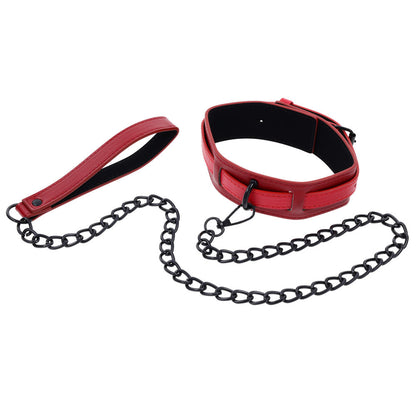 S&M Exs & Ohs Collar and Leash - Red Neck Restraint Sportsheets