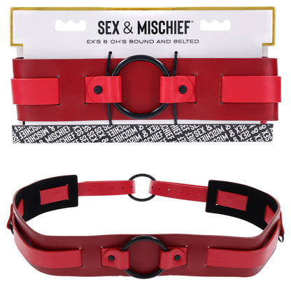 S&M Exs & Ohs Bound and Belted - Red Bondage Belt Sportsheets