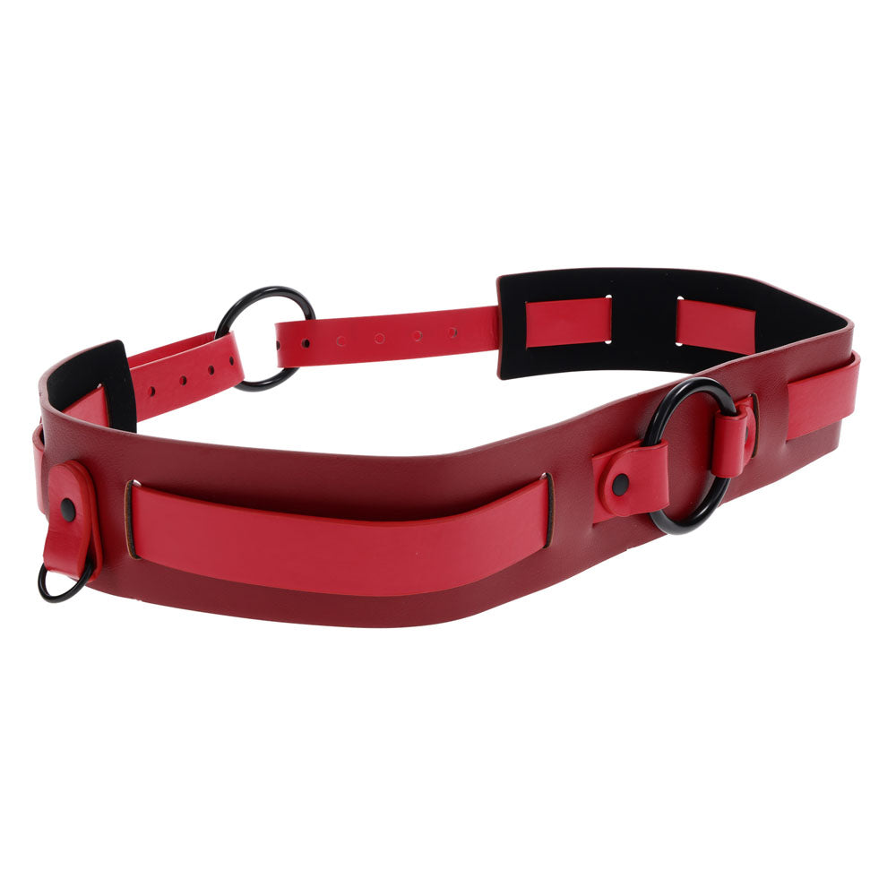 S&M Exs & Ohs Bound and Belted - Red Bondage Belt Sportsheets