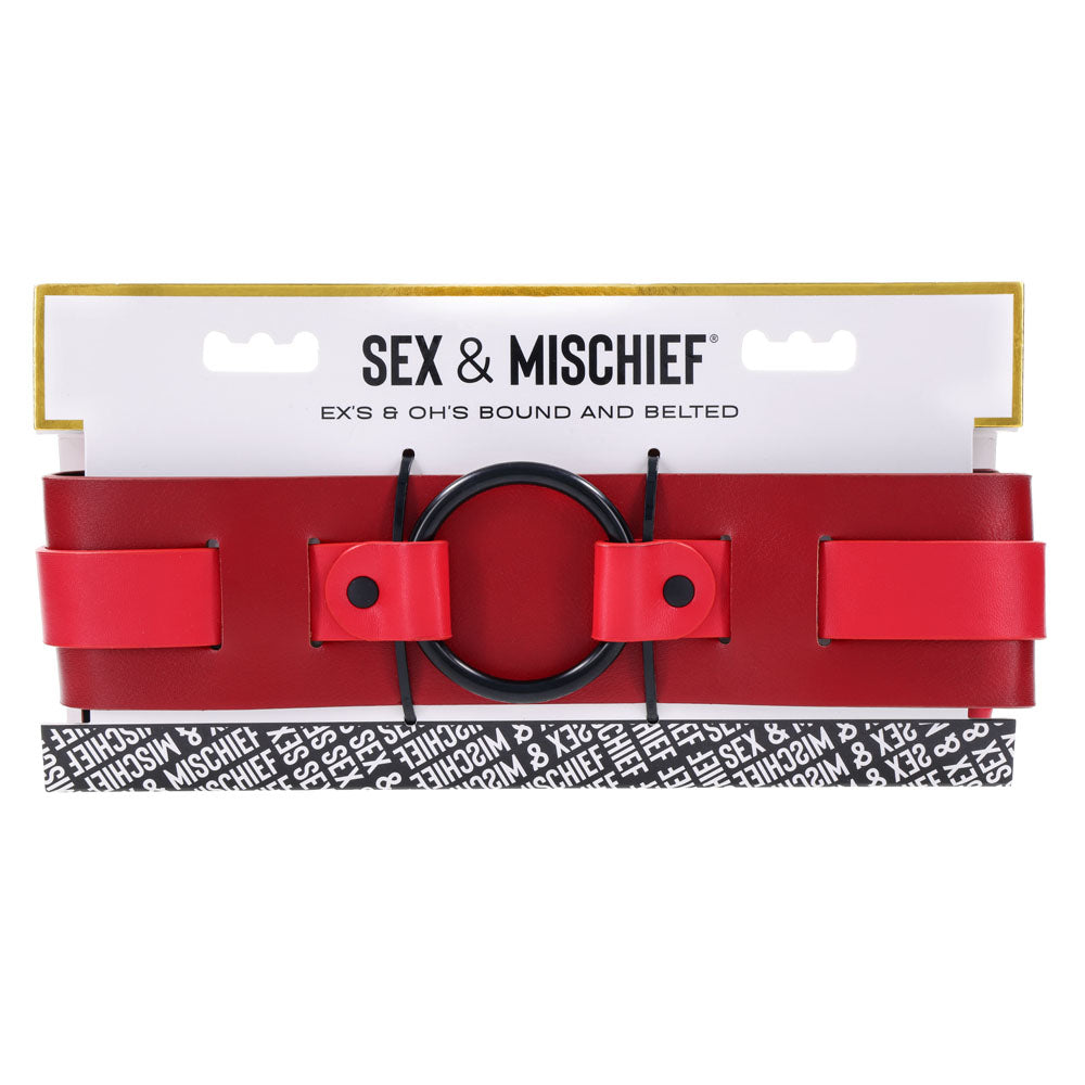 S&M Exs & Ohs Bound and Belted - Red Bondage Belt Sportsheets