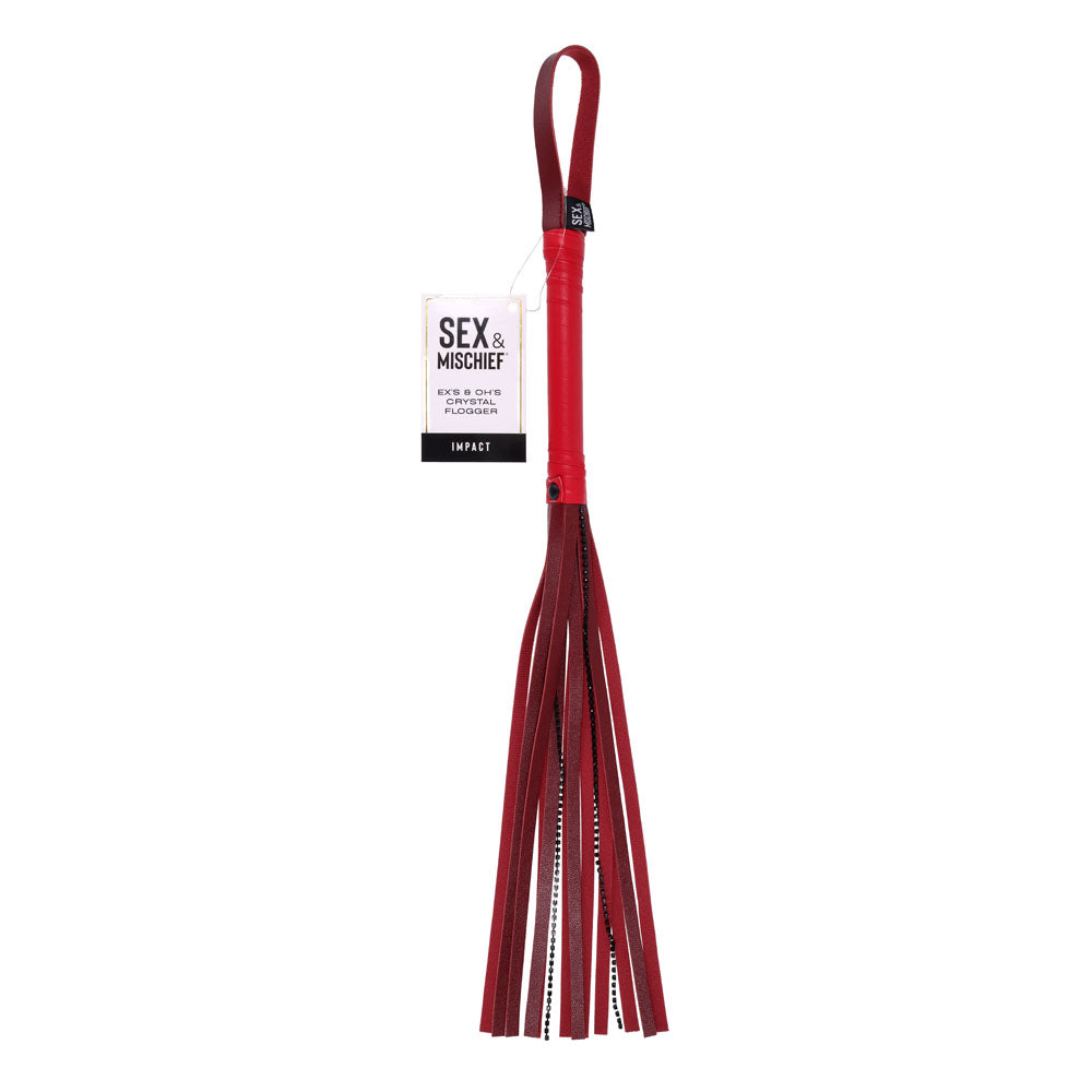 S&M Exs & Ohs Crystal Flogger - Red Flogger Whip Sportsheets