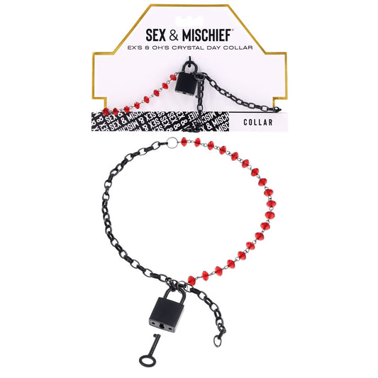 S&M Exs & Ohs Crystal Day Collar - Red/Black Collar Jewellery Red - Club X