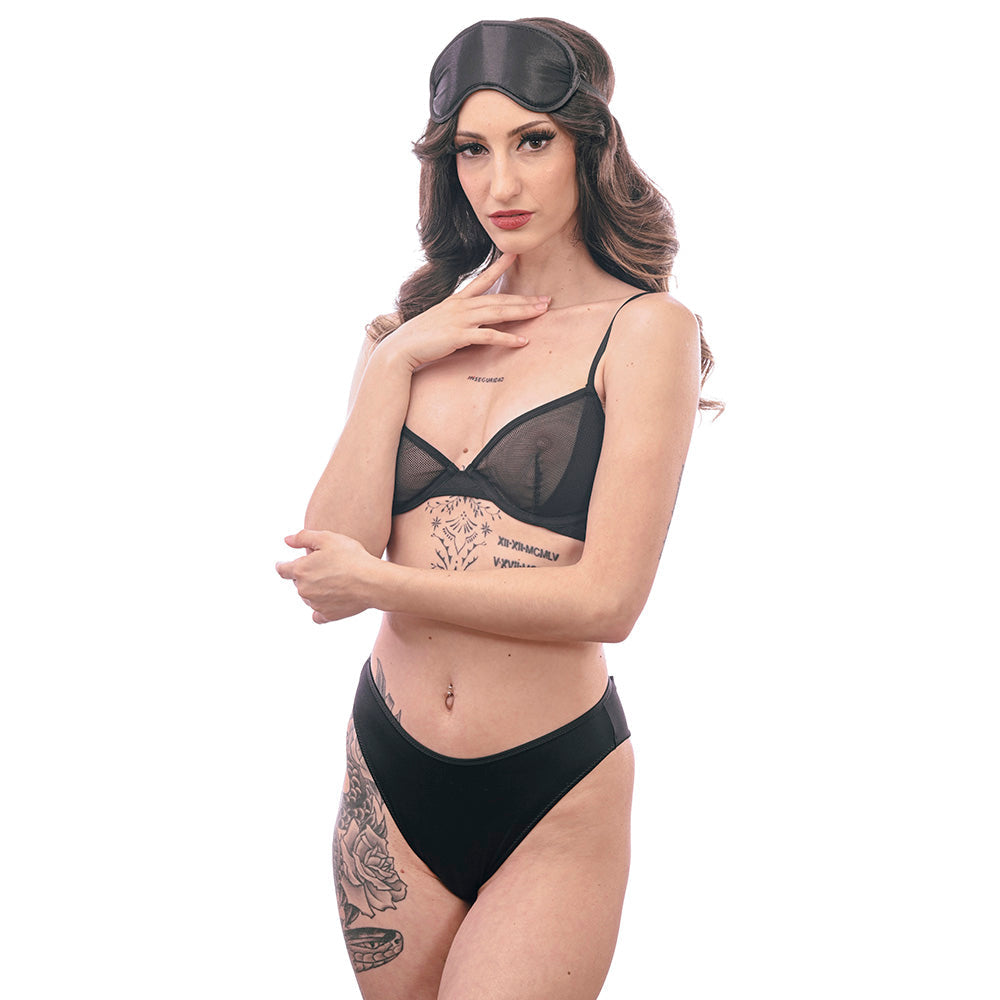 Sex & Mischief Satin Blindfold Black - Black Blindfold Sportsheets