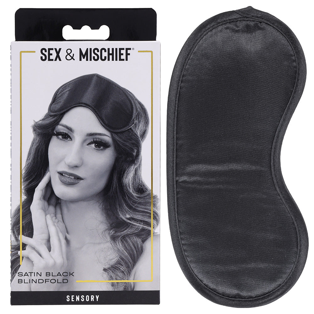 Sex & Mischief Satin Blindfold Black - Black Blindfold Sportsheets