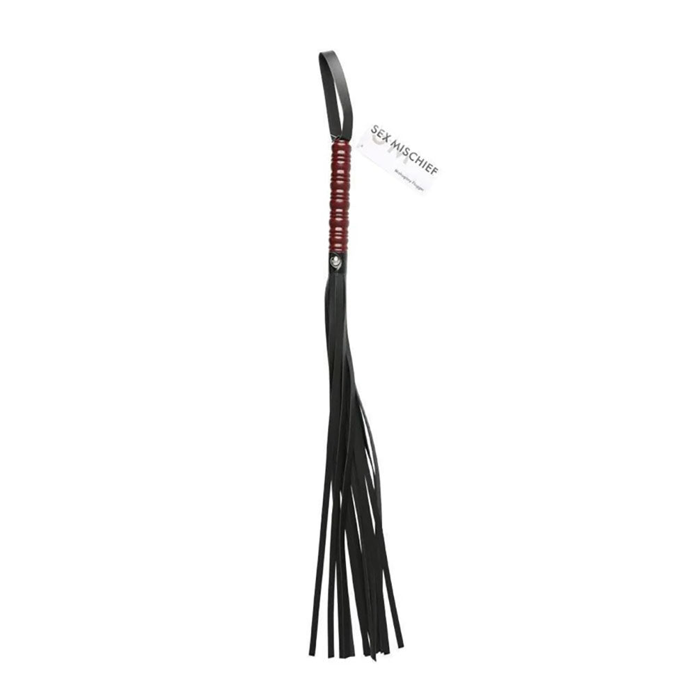 Sex & Mischief Mahogany Flogger - 76 cm Flogger Whip with Wooden Handle Sportsheets