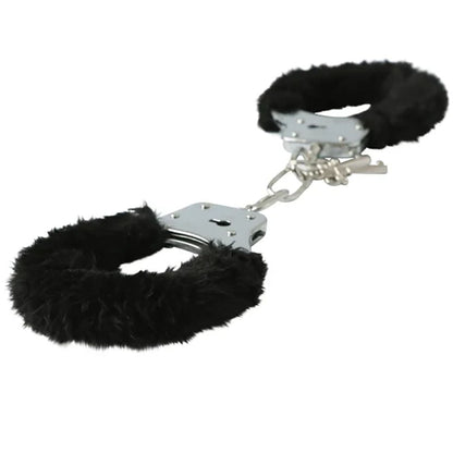 Sex & Mischief Furry Handcuffs - Black - Black Restraints Sportsheets