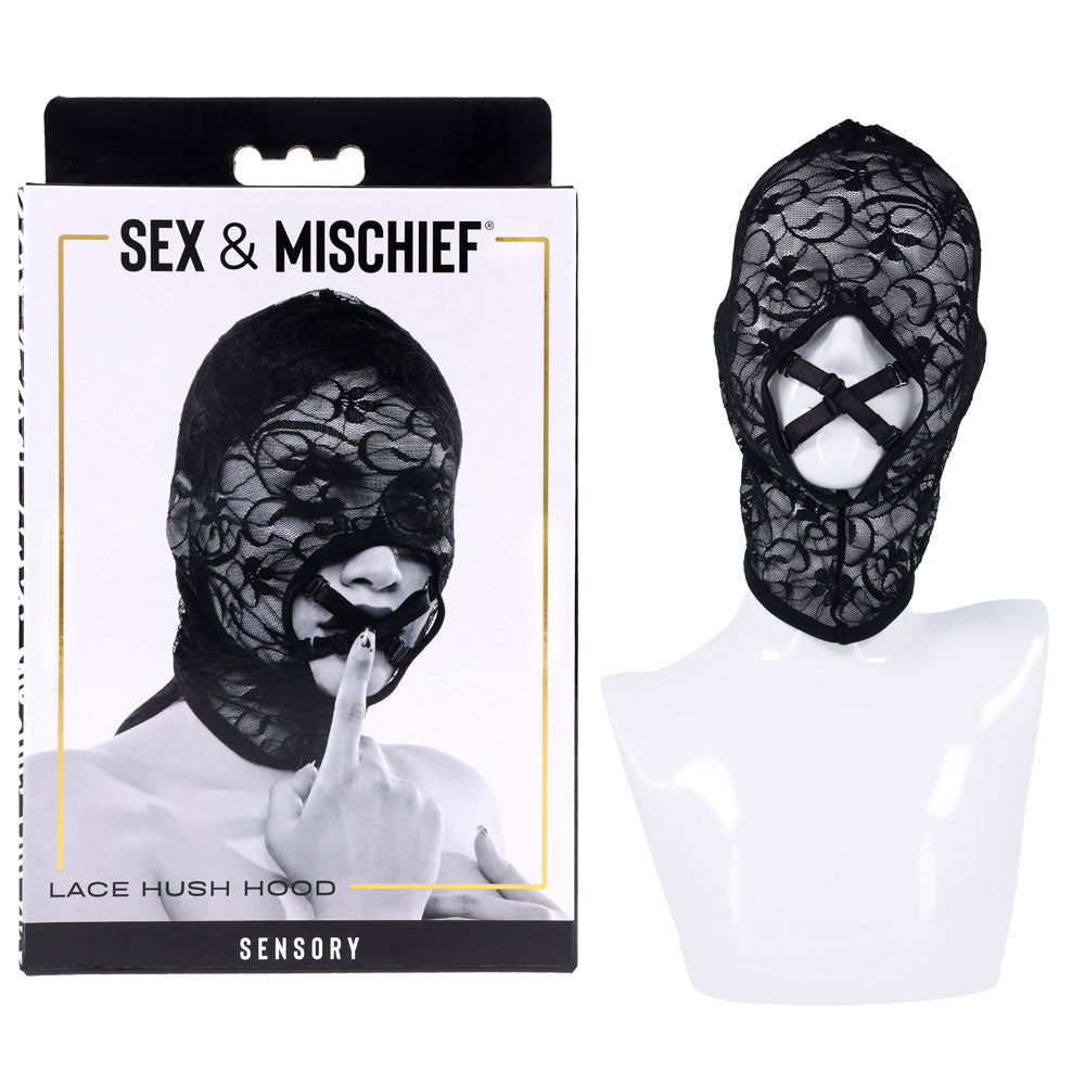 Sex & Mischief Lace Hush Hood - Black Hood Sportsheets