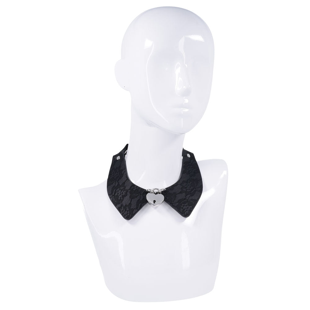 Sex & Mischief Heartbound Lace Day Collar - Black Submission Collar Sportsheets