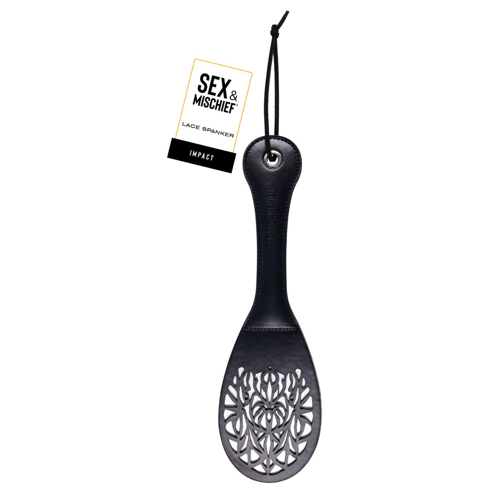 Sex & Mischief Lace Spanker - Black Spanking Paddle Sportsheets
