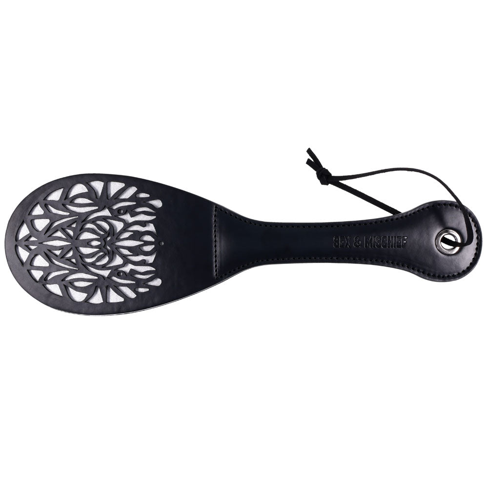 Sex & Mischief Lace Spanker - Black Spanking Paddle Sportsheets