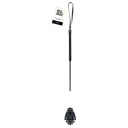 Sex & Mischief Lace Silicone Crop - Black/White 50 cm Crop Whip Sportsheets