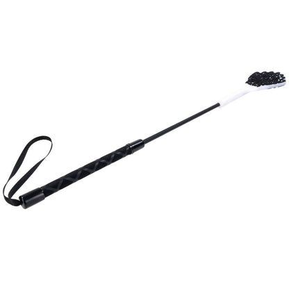 Sex & Mischief Lace Silicone Crop - Black/White 50 cm Crop Whip Sportsheets