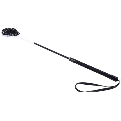 Sex & Mischief Lace Silicone Crop - Black/White 50 cm Crop Whip Sportsheets