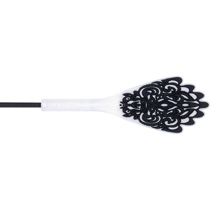 Sex & Mischief Lace Silicone Crop - Black/White 50 cm Crop Whip Sportsheets