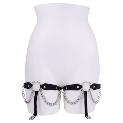 Sex & Mischief Chain Lace Garters - Black/Metal Garters Sportsheets
