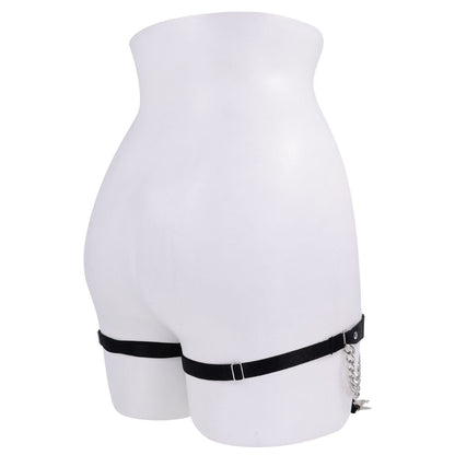 Sex & Mischief Chain Lace Garters - Black/Metal Garters Sportsheets