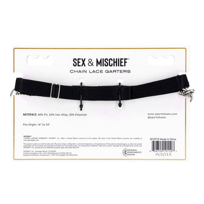 Sex & Mischief Chain Lace Garters - Black/Metal Garters Sportsheets