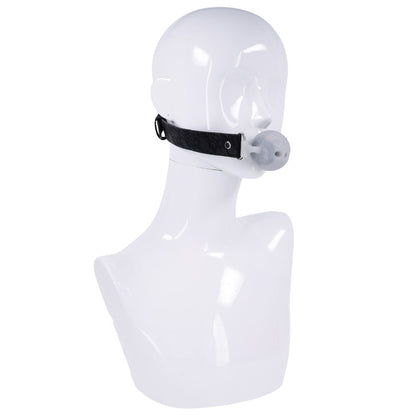 Sex & Mischief Lace Silicone Breathable Ball Gag - Black/Grey Mouth Restraint Sportsheets