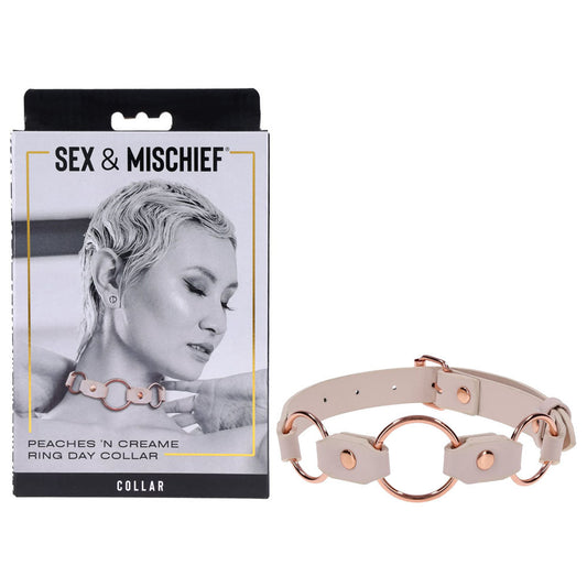 Sex & Mischief Peaches n CreaMe Ring Day Collar - Peach Bondage Collar Sportsheets