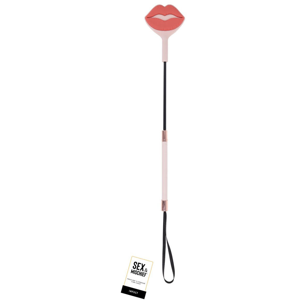 Sex & Mischief Peaches n CreaMe Kiss Crop - Peach Lip Tipped Crop Whip Sportsheets