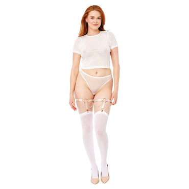 Sex & Mischief Peaches n CreaMe Pearl Garters - Peach / Rose Gold Garters with Pearls - Set of 2 Sportsheets