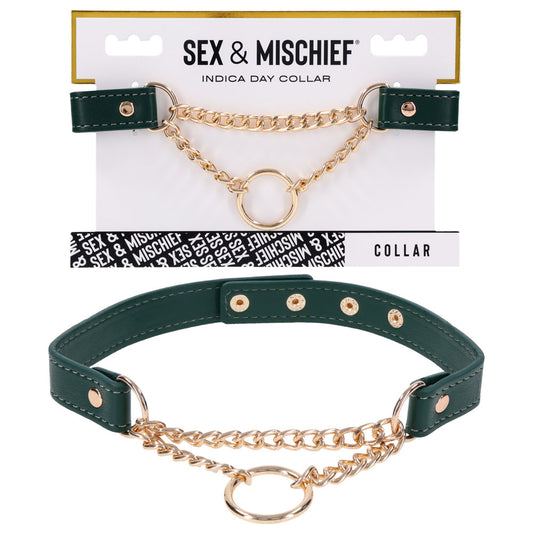 Sex & Mischief Indica Day Collar - Green/Gold Collar