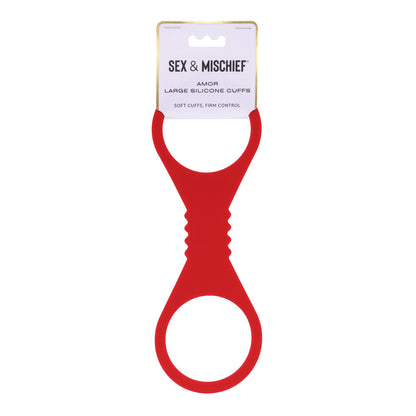 Sex & Mischief Amor Large Silicone Cuffs - Red Large Restraints