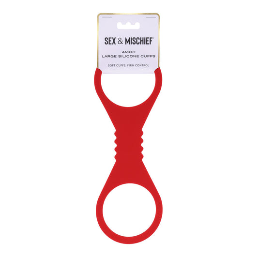 Sex & Mischief Amor Large Silicone Cuffs - Red Large Restraints