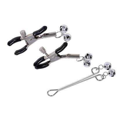 S&M Shadow Bell Nipple and Clit Jewelry - Metal Nipple Clamps and Clitoris Clamp Sportsheets