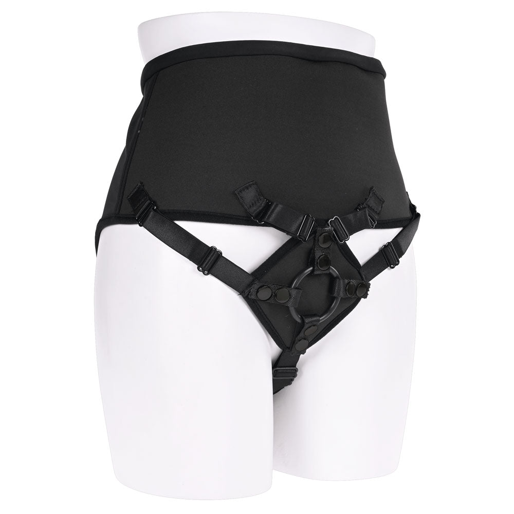 SPORTSHEETS High Waisted Corset Strap On - Black Adjustable Strap-On Harness (No Probe Included) Sportsheets