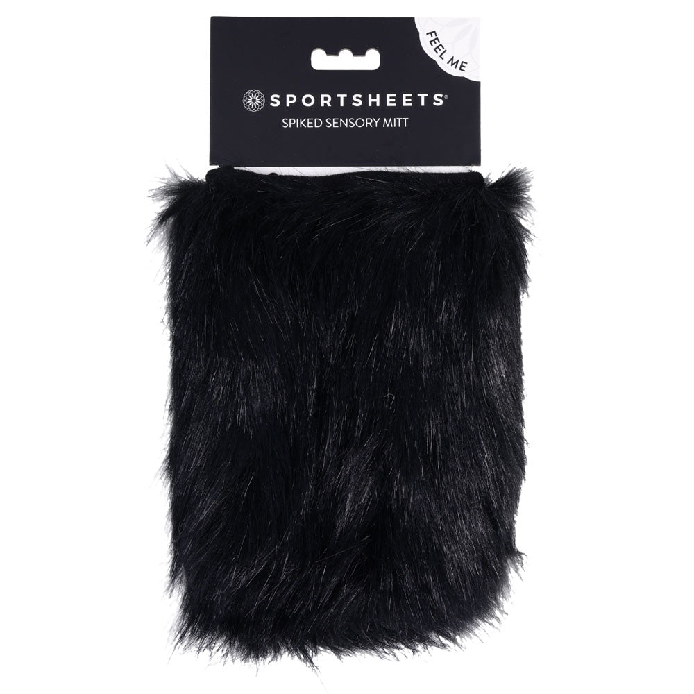 SPORTSHEETS Spiked Sensory Mitt - Black Furry Mitt with Spikes Sportsheets