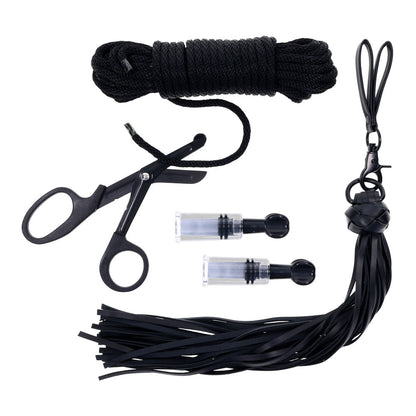 SPORTSHEETS Tied and Twisted Bondage Kit - Black Bondage Kit - 5 Piece Set Sportsheets