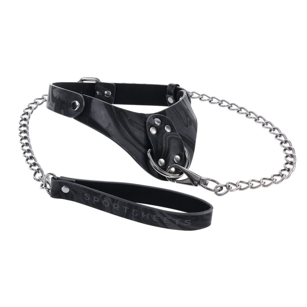 SPORTSHEETS Velvet Noir Collar & Leash - Black Restraint & Leash Sportsheets