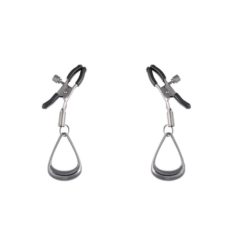 SPORTSHEETS Velvet Noir Tuggable Nipple Clamps - Gunmetal Adjustable Nipple Restraints Sportsheets