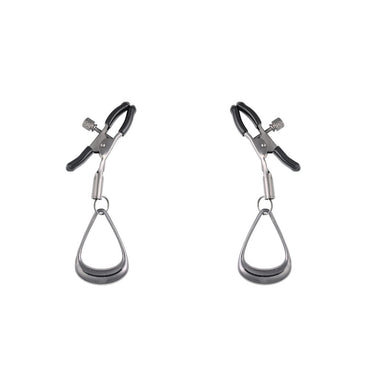 SPORTSHEETS Velvet Noir Tuggable Nipple Clamps - Gunmetal Adjustable Nipple Restraints Sportsheets