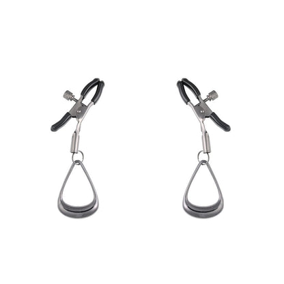 SPORTSHEETS Velvet Noir Tuggable Nipple Clamps - Gunmetal Adjustable Nipple Restraints Sportsheets