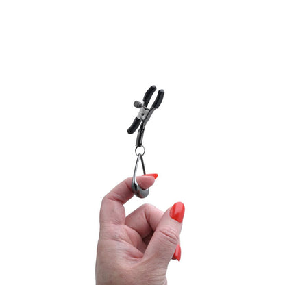 SPORTSHEETS Velvet Noir Tuggable Nipple Clamps - Gunmetal Adjustable Nipple Restraints Sportsheets