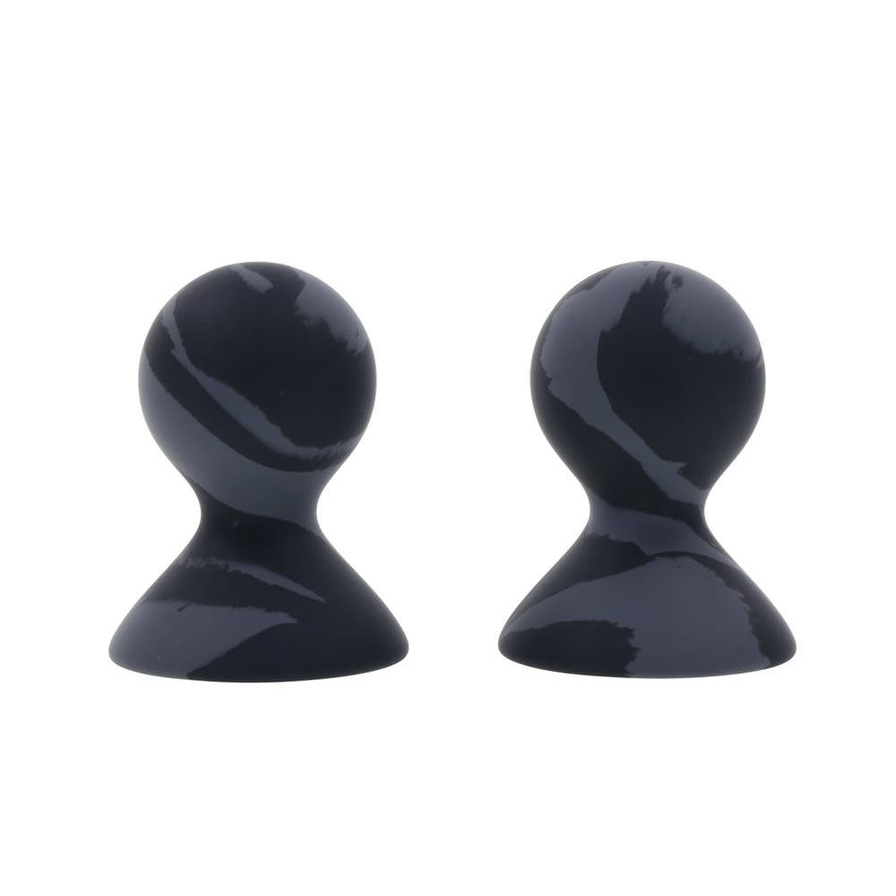 SPORTSHEETS Velvet Noir Silicone Nipple Suckers - Black/Grey Nipple Suckers - Set of 2 Sportsheets