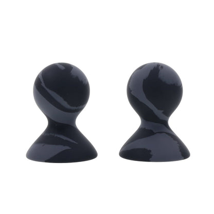 SPORTSHEETS Velvet Noir Silicone Nipple Suckers - Black/Grey Nipple Suckers - Set of 2 Sportsheets