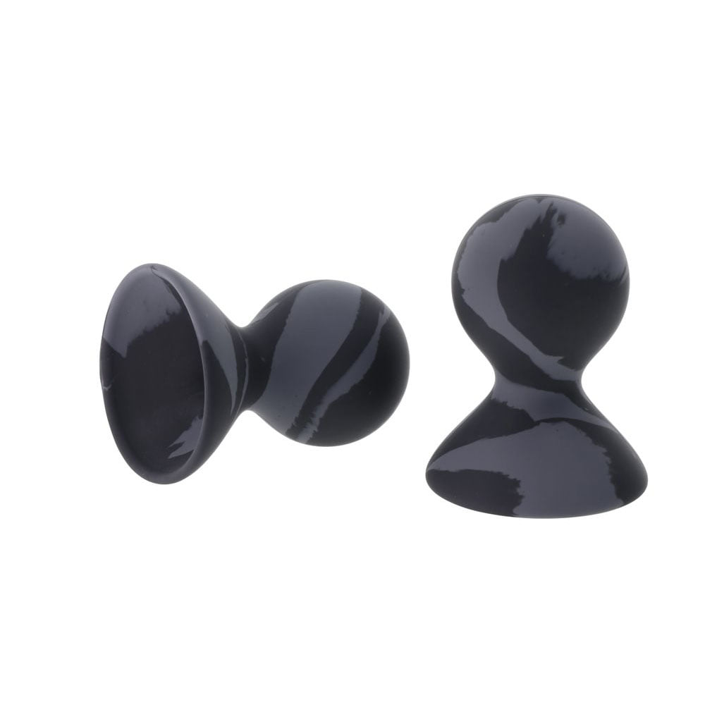 SPORTSHEETS Velvet Noir Silicone Nipple Suckers - Black/Grey Nipple Suckers - Set of 2 Sportsheets