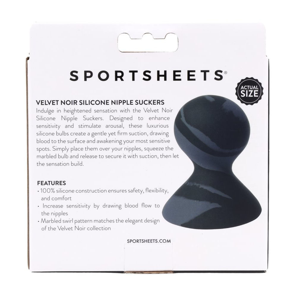 SPORTSHEETS Velvet Noir Silicone Nipple Suckers - Black/Grey Nipple Suckers - Set of 2 Sportsheets