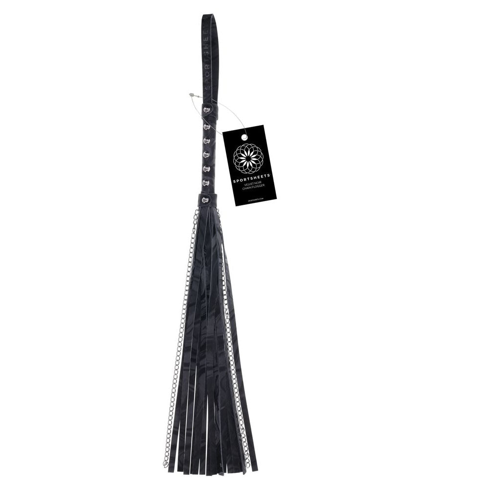 SPORTSHEETS Velvet Noir Chain Flogger - Black 43 cm Flogger Whip Sportsheets
