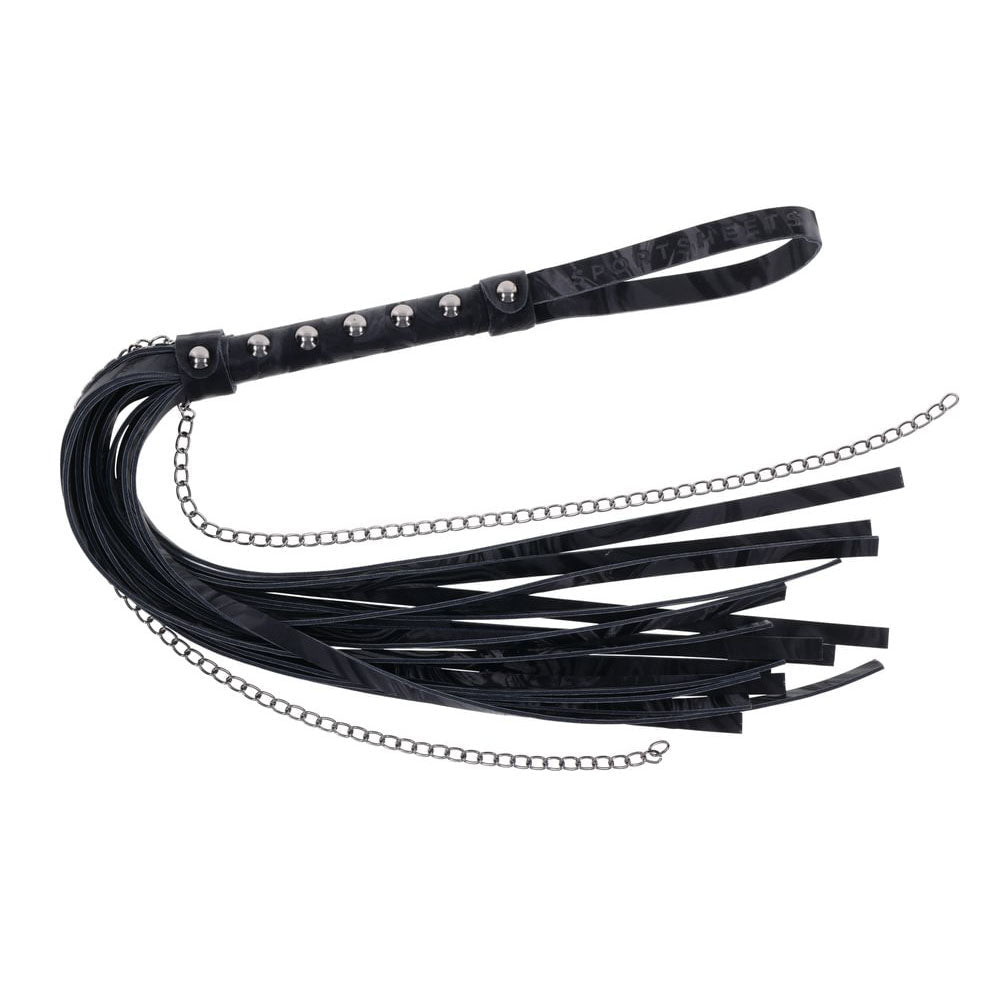 SPORTSHEETS Velvet Noir Chain Flogger - Black 43 cm Flogger Whip Sportsheets