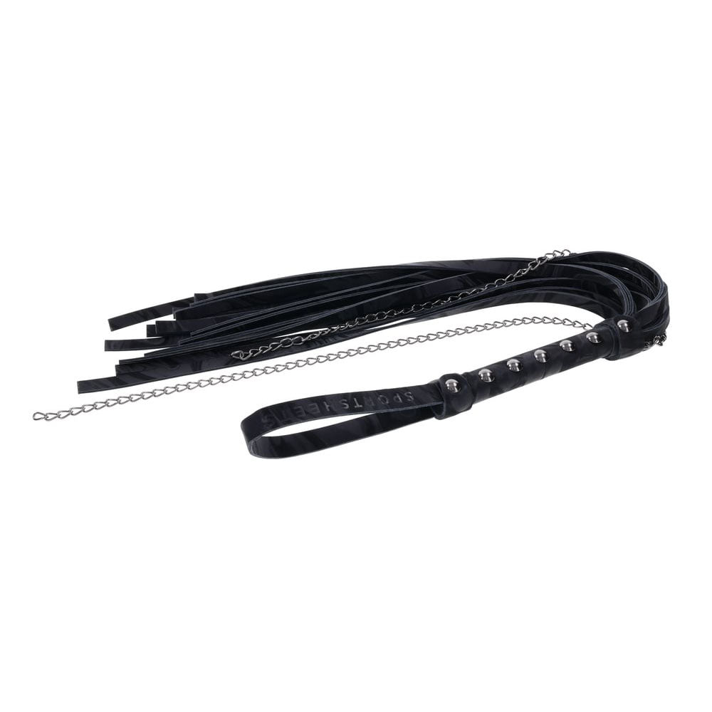 SPORTSHEETS Velvet Noir Chain Flogger - Black 43 cm Flogger Whip Sportsheets